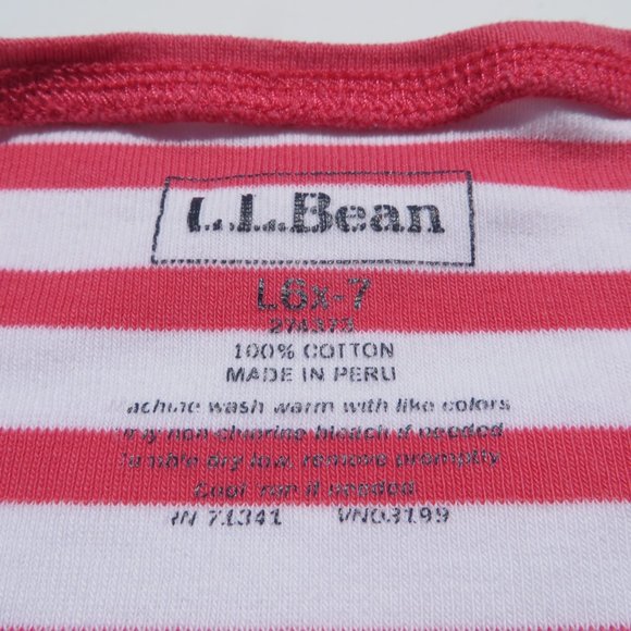 L.L. Bean Top Girls 6-7 Shirt 3/4 Sleeve Kids t-shirt Pink Stripes Cotton llbean - Picture 4 of 9